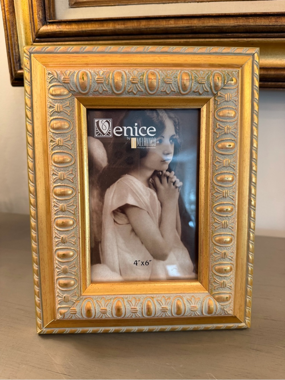 Venice By Melannco Gold Ornate Picture Frame 4x6 Photo Freestanding Vintage